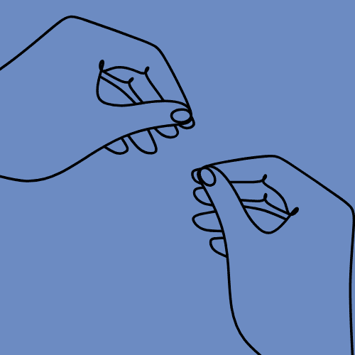 Logo simplifié, deux mains, Les Mimines de Millie - Fait main avec amour -