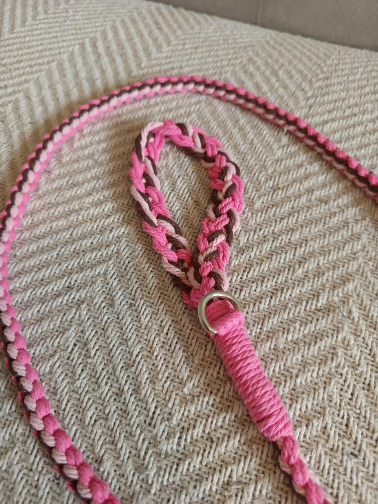 Laisse modèle Tandem rose et marron